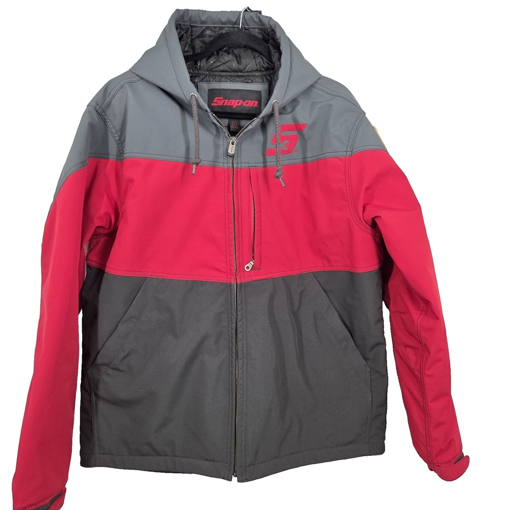 Snap-On Tools Men's L Commander Jacket Full Zip Black Red Flag Softshell